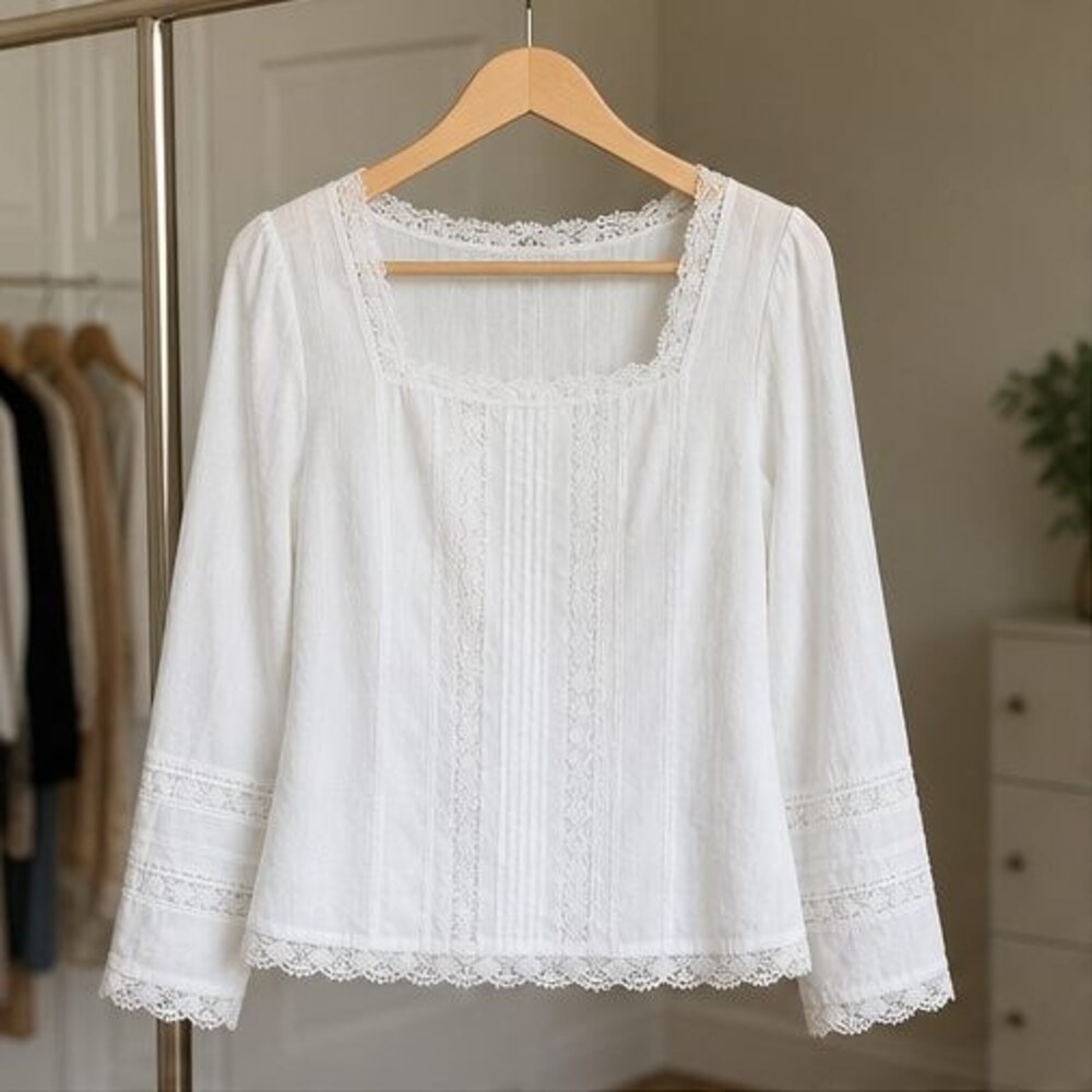 White Lace Trim Top